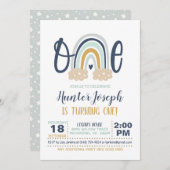 Moderner Regenbogen Erstgeburt Einladung - Boy LB (Vorne/Hinten)