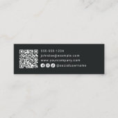 Moderner Regenbogen-Glitter und schwarzer QR-Code Mini Visitenkarte (Vorderseite)