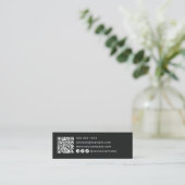 Moderner Regenbogen-Glitter und schwarzer QR-Code Mini Visitenkarte (Stehend Vorderseite)