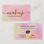 Moderner Regenbogen-Glitzer-Chic, gürtelrosa Make- Visitenkarte (Vorne/Hinten)