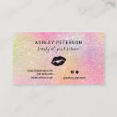 Moderner Regenbogen-Glitzer-Chic, gürtelrosa Make- Visitenkarte (Rückseite)