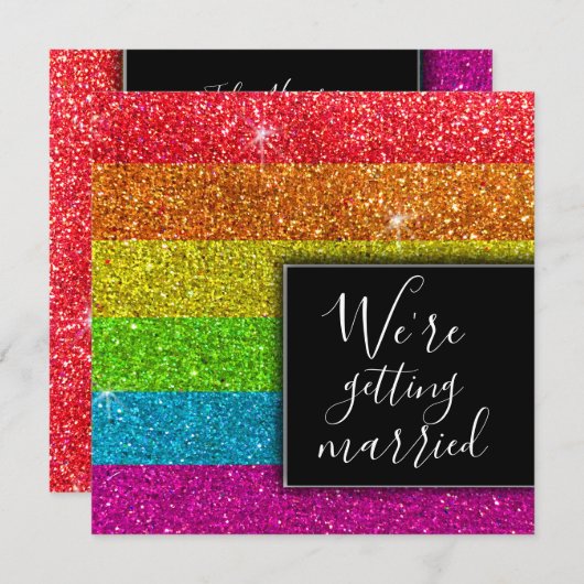 Moderner Regenbogen Glitzer Farbenfrohe Glitzern E Einladung (Vorne/Hinten)