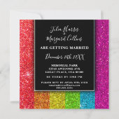 Moderner Regenbogen Glitzer Farbenfrohe Glitzern E Einladung (Rückseite)
