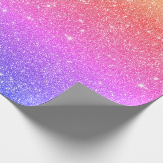 Moderner Regenbogen-Glitzer Geschenkpapier (Ecke)