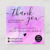 Moderner Regenbogen Glitzer Marmor lila vielen Dan Quadratische Visitenkarte (Vorderseite)