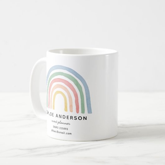 Moderner Regenbogen in Aquarellfarbe niedlich farb Kaffeetasse (Vorderseite Links)