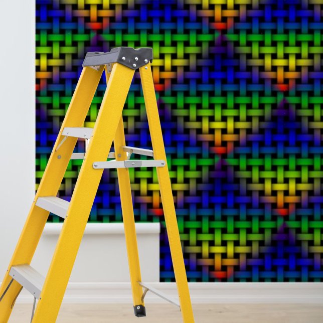 Moderner Regenbogen-Kleeblatt Tapete (Modern Rainbow Weave Diamond Pattern Peel Stick Wallpaper)