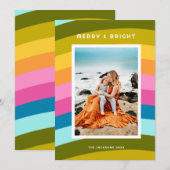 Moderner Regenbogen Merry und Bright Feiertagskarte (Vorne/Hinten)