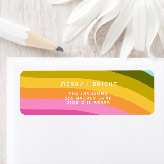 Moderner Regenbogen Merry und Bright Vertikal (Insitu)