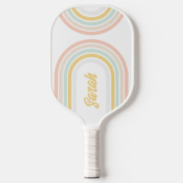 Moderner Regenbogen mit Personalisiertem Namen Pickleball Schläger