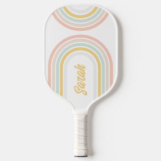 Moderner Regenbogen mit Personalisiertem Namen Pickleball Schläger (Vorderseite)