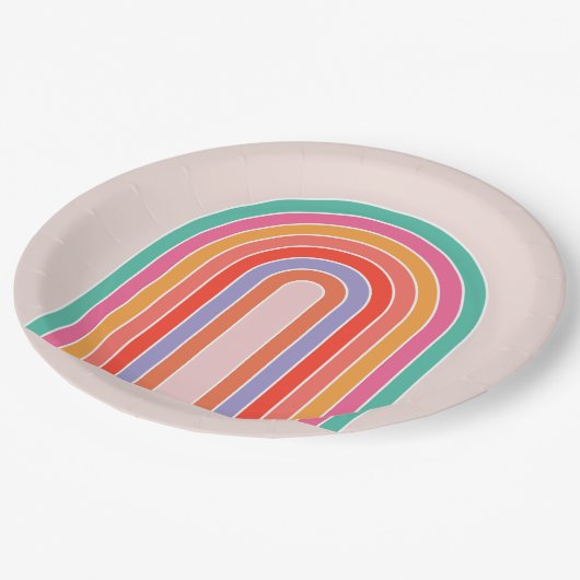 Moderner Regenbogen Mitte des Jahrhunderts Pappteller (Schrägansicht)
