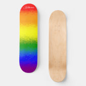 Moderner Regenbogen-Mosaik-Schriftname Skateboard (Vorderseite)