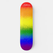 Moderner Regenbogen-Mosaik-Schriftname Skateboard (Vorderseite)