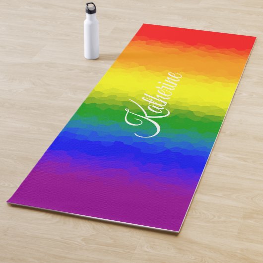 Moderner Regenbogen-Mosaik-Schriftname  Yogamatte (Beispiel)