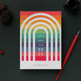 Moderner Regenbogen Neujahr Feiertagskarte