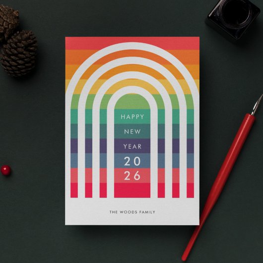 Moderner Regenbogen Neujahr Feiertagskarte