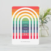 Moderner Regenbogen Neujahr Feiertagskarte (Stehend Vorderseite)