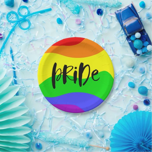 Moderner Regenbogen Pappteller (Party)