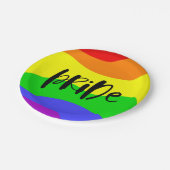 Moderner Regenbogen Pappteller (Schrägansicht)