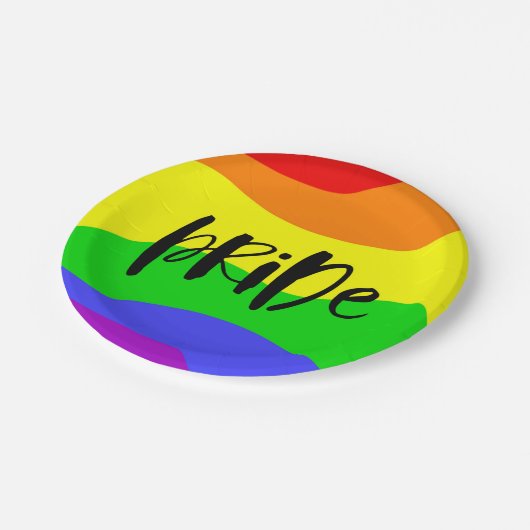 Moderner Regenbogen Pappteller (Schrägansicht)