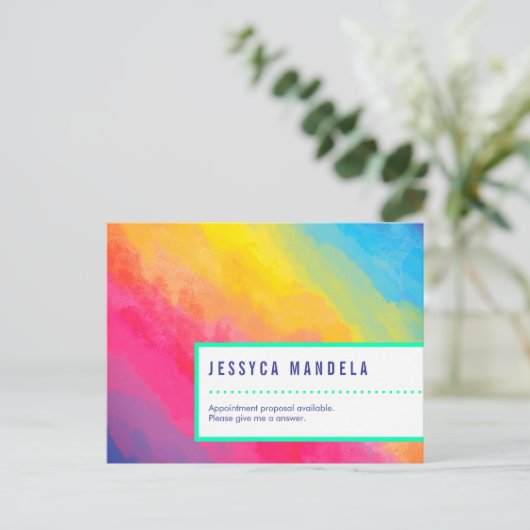 Moderner Regenbogen Postkarte (Stehend Vorderseite)