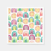 Moderner Regenbogen & Sonnen 1. Geburtstag Wasserf Serviette (Vorderseite)