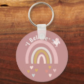 Moderner Regenbogen und Herz glauben an Einhörner Schlüsselanhänger (Rückseite)