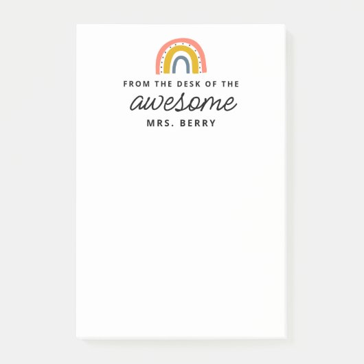 Moderner Regenbogen vom Schreibtisch des Lehrers Post-it Klebezettel (Vorderseite)