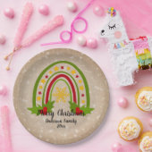 Moderner Regenbogen Weihnachten 20xx Jahr Text 9" Pappteller (Party)