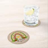 Moderner Regenbogen Weihnachten 20xx Jahr Text Runder Pappuntersetzer (Vor Ort)