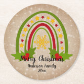 Moderner Regenbogen Weihnachten 20xx Jahr Text Runder Pappuntersetzer (Vorderseite)