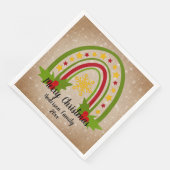 Moderner Regenbogen Weihnachten 20xx Jahr Text Serviette (Ecke)