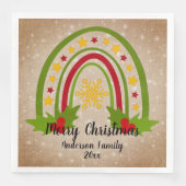 Moderner Regenbogen Weihnachten 20xx Jahr Text Serviette (Vorderseite)