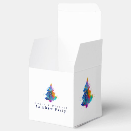 Moderner Regenbogen Weihnachtsbaum Custom Klein Geschenkschachtel (Geöffnet)