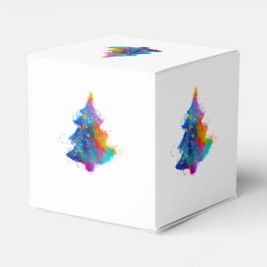 Moderner Regenbogen Weihnachtsbaum Custom Klein Geschenkschachtel (Rückseite)