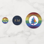 Moderner Regenbogen Weihnachtsbaum Custom Monogram Konfetti (Vorderseiten)