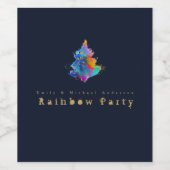 Moderner Regenbogen Weihnachtsbaum Navy Blue Gold Weinetikett (Einzelnes Label)