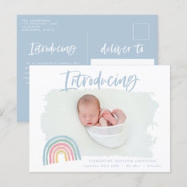 Moderner Regenbogen zur Einführung der Geburt des  Ankündigungspostkarte
