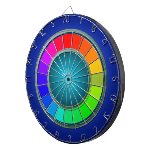 Moderner Regenbogenblauer Dartboard-Minimalismus Dartscheibe (Vorderseite rechts)