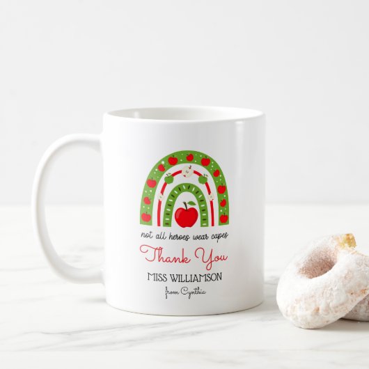 Moderner Regenbogenlehrer Danke für Ihr Geschenk Kaffeetasse (Mit Donut)