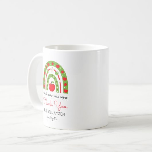 Moderner Regenbogenlehrer Danke für Ihr Geschenk Kaffeetasse (Vorderseite Links)