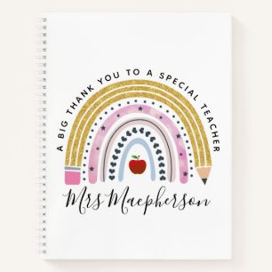 Moderner Regenbogenlehrer Danke für Ihr Geschenk Notizblock