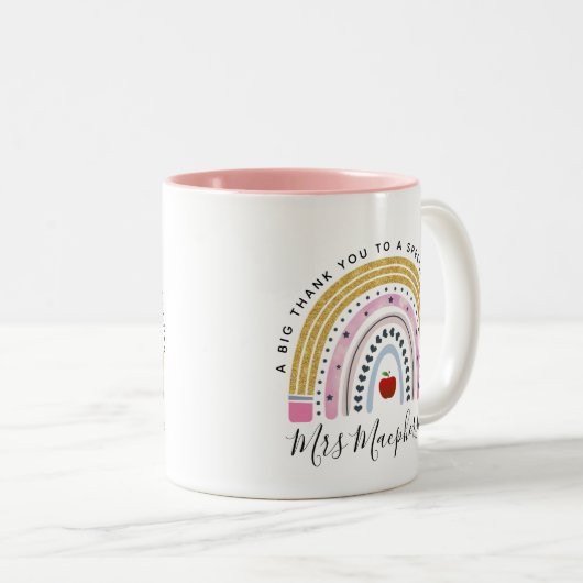 Moderner Regenbogenlehrer Danke für Ihr Geschenk Zweifarbige Tasse (VorderseiteRechts)