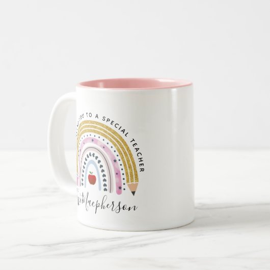 Moderner Regenbogenlehrer Danke für Ihr Geschenk Zweifarbige Tasse (Vorderseite Links)