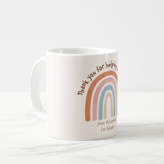 Moderner Regenbogenlehrer Danke für Ihre Tasse (Vorderseite Links)