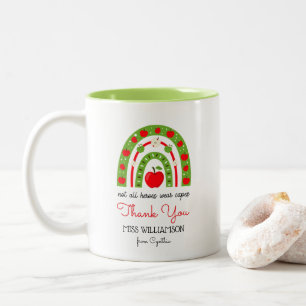 Moderner Regenbogenlehrer Danke, Geschenk C Zweifarbige Tasse