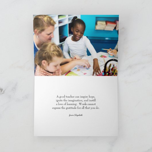 Moderner Regenbogenlehrer Danke Karte (Innenseite)