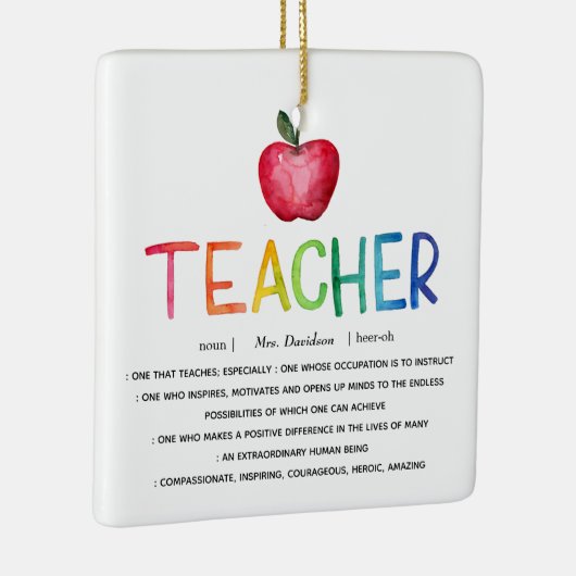 Moderner Regenbogenlehrer Danke Keramikornament (Rechts)