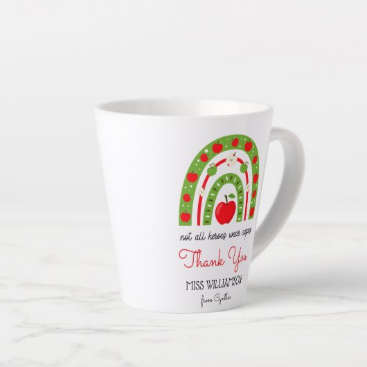 Moderner Regenbogenlehrer Danke Milchtasse (Rechte Ecke)